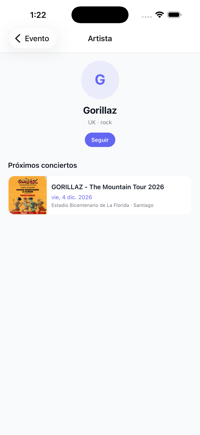 Pantalla Artista de Resonar — Todas sus fechas en Chile